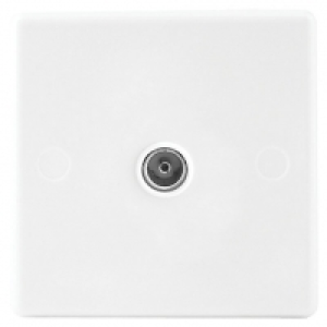 Wickes Coaxial Socket 1 Gang White Slimline