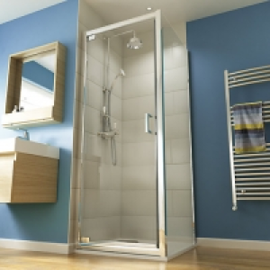 Wickes Square Pivot Semi Frameless Recess Door Chrome 900mm £287.50