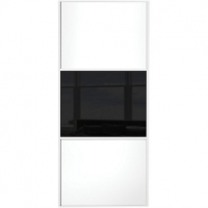 Wickes  Wickes Sliding Wardrobe Door Wideline White Panel & Black Gl