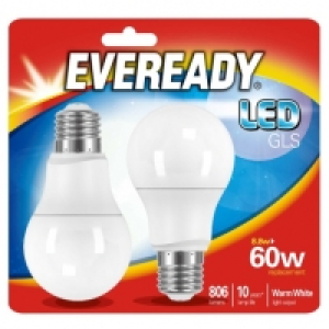 Eveready LED GLS Bulbs E27 60W 2pk
