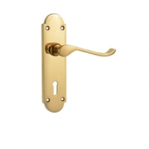 Wickes Prague Victorian Shaped Lock Handle Polished Brass Fi