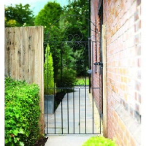 Wickes Chelsea Bow Top Black Metal Gate 1875mm High Fits Ope