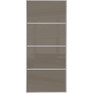 Wickes Sliding Wardrobe Door Silver Framed Four Panel Cappuc