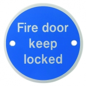 Wickes FD115 Fire Door Keep Locked Sign Satin Anodised Alumi &pound;4.99