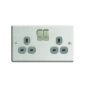 Wickes 13A Switched Socket 2 Gang Brushed Raised Plate £9.99