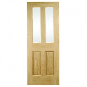 Wickes Cobham Internal Oak Veneer Door Glazed 4 Panel 1981x6