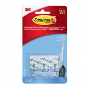 Command Utensil Hooks with Strips Clear 3 Pack