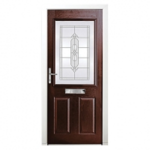 Wickes Avon Composite Door Rosewood 2 Panel 2100 x 840mm Rig