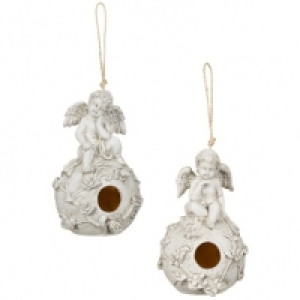Stone-Effect Cherub Bird House