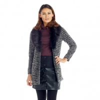 tofs  Intuition Faux Fur Collar Cardy Black/White