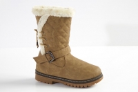 tofs  Brown Quilted Boot Fur Trim