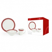 tofs  12 Piece Dinner Set Assorted Circles Red