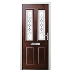Wickes Malton Composite Door Rosewood 2 Panel 2100 x 840mm L