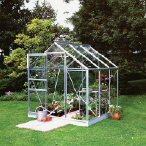 Halls Greenhouse Aluminium with Hort Glass with Base 6x6