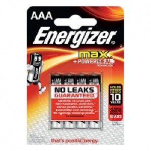 Energizer Max Alkaline Batteries AAa 4 Pack £3.99