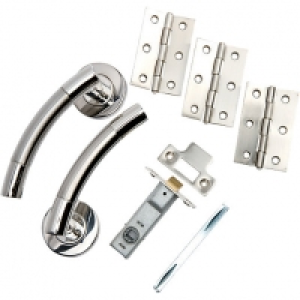 Wickes Sydney Round Rose Latch Handle Set Satin & Polished S