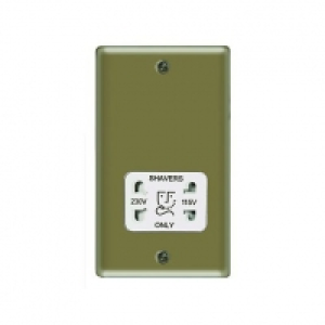 Wickes Dual Voltage Shaver Socket 2 Gang Pearl Nickel Raised
