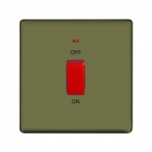 Wickes 45A Cooker Switch 1 Gang Pearl Nickel Screwless Flat