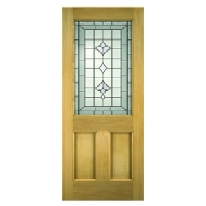 Wickes Avon External Oak Veneer Door Glazed 2 Panel 1981x762