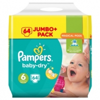 BMStores  Pampers Baby Dry Nappies 64 Jumbo Pack Size 6