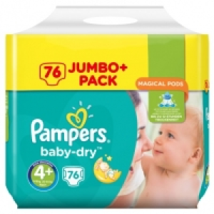 Pampers Baby Dry Nappies 76 Jumbo Pack Size 4+