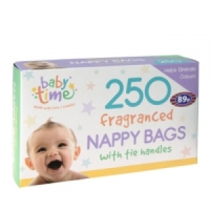 250 Fragranced Nappy Bags with Tie Handles