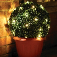 QDStores  Solar 35cm Topiary Bush with 30 Warm LEDs