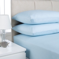 QDStores  Plain Dyed Single Bed Flat Sheet Ice Blue