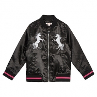 Debenhams Bluezoo Girls black unicorn applique bomber jacket