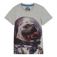 Debenhams Bluezoo Boys grey space dog print t-shirt