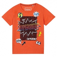 Debenhams Bluezoo Boys orange Superhero slogan t-shirt