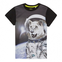 Debenhams Bluezoo Boys black space lion print t-shirt