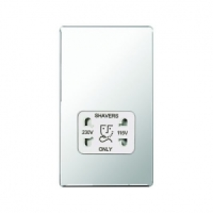 Wickes Dual Voltage Shaver Socket 2 Gang Silver Screwless Fl