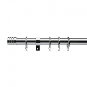 25/28mm Extendable Stud Curtain Pole 120-210cm Chrome