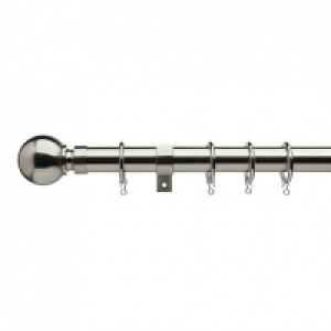 28mm Bay Window Curtain pole Satin Steel 3m