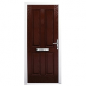 Wickes London Composite Door Rosewood 4 Panel 2100 x 920mm L