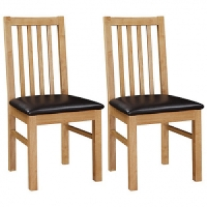 Pair of oak Fenton chairs with brown seat pads £100.00