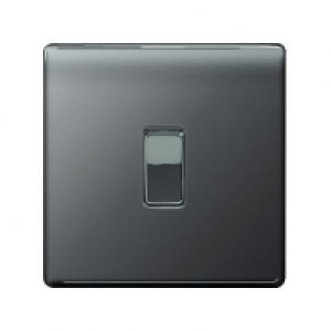 Wickes 10A Light Switch 1 Gang 2 Way Black Nickel Screwless