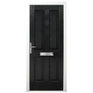 Wickes London Composite Door Black 4 Panel 2100 x 840mm Righ