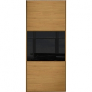 Wickes Sliding Wardrobe Door Wideline Oak Panel & Black Glas &pound;139.00