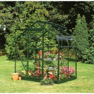 Halls Supreme Curved Greenhouse Aluminium Green with Base 6x