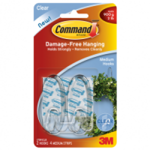 Command Medium Hooks Clear 2pk
