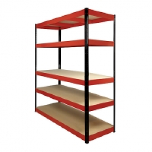 Rb Boss 5 Tier Wood Shelving Kit Red & Black 1800 x 1600 x 6
