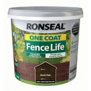 Ronseal One Coat Fence Life Dark Oak 5L £7.99