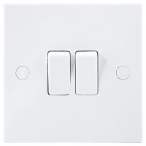 British General Double Switch 2 Gang 2 Way 10A White &pound;2.19