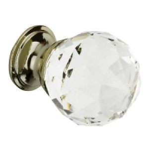 Wickes Faceted Glass Knob Brass 30mm 4 Pack &pound;7.34