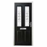 Wickes  Wickes Malton Composite Door Black 2 Panel 2100 x 880mm Left