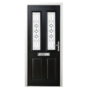 Wickes Malton Composite Door Black 2 Panel 2100 x 880mm Left