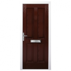 Wickes  Wickes London Composite Door Rosewood 4 Panel 2100 x 920mm R