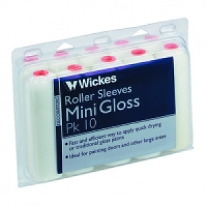 Wickes  Wickes Mini Gloss Roller Sleeve Short Pile 108mm 10 Pack